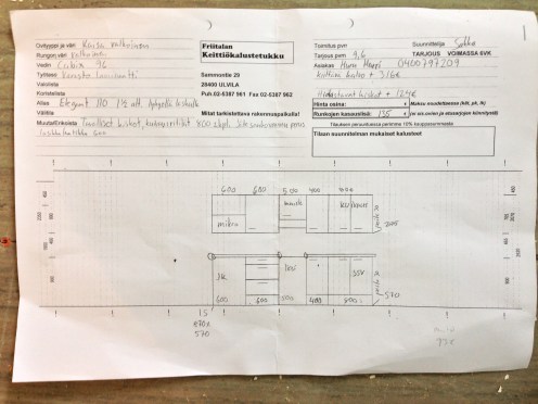 Keittokomeron kalustesuunnitelma