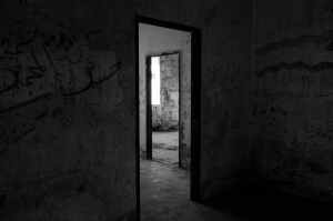 black wooden door frame